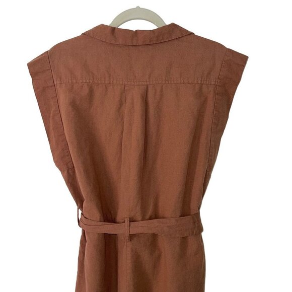 BLANKNYC Womens Belted Jumpsuit Size Medium Brown Cotton Linen Sleeveless - Picture 4 of 10